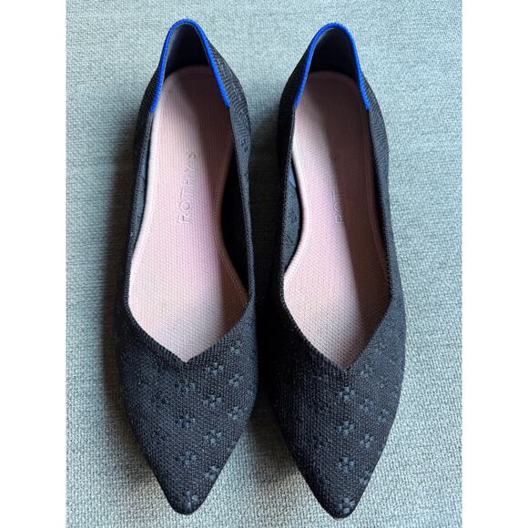 Rothy’s The Point Textured Black Flats Slip-on Women's Sz 8 - Picture 3 of 12